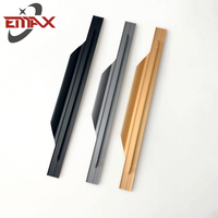 Aluminum Wardrobe Door Finger Pull Profile Handle Matt Black Gold Grey Furniture Handles