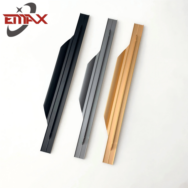 Aluminum Wardrobe Door Finger Pull Profile Handle Matt Black Gold Grey Furniture Handles