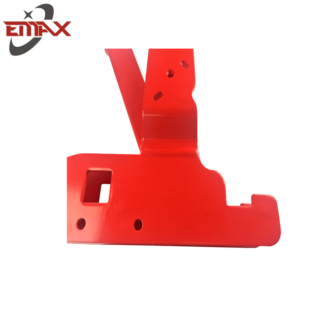 Red Glossy Metal Assembly Component with Drilled Holes And Cutouts - Agricultural Machinery Part