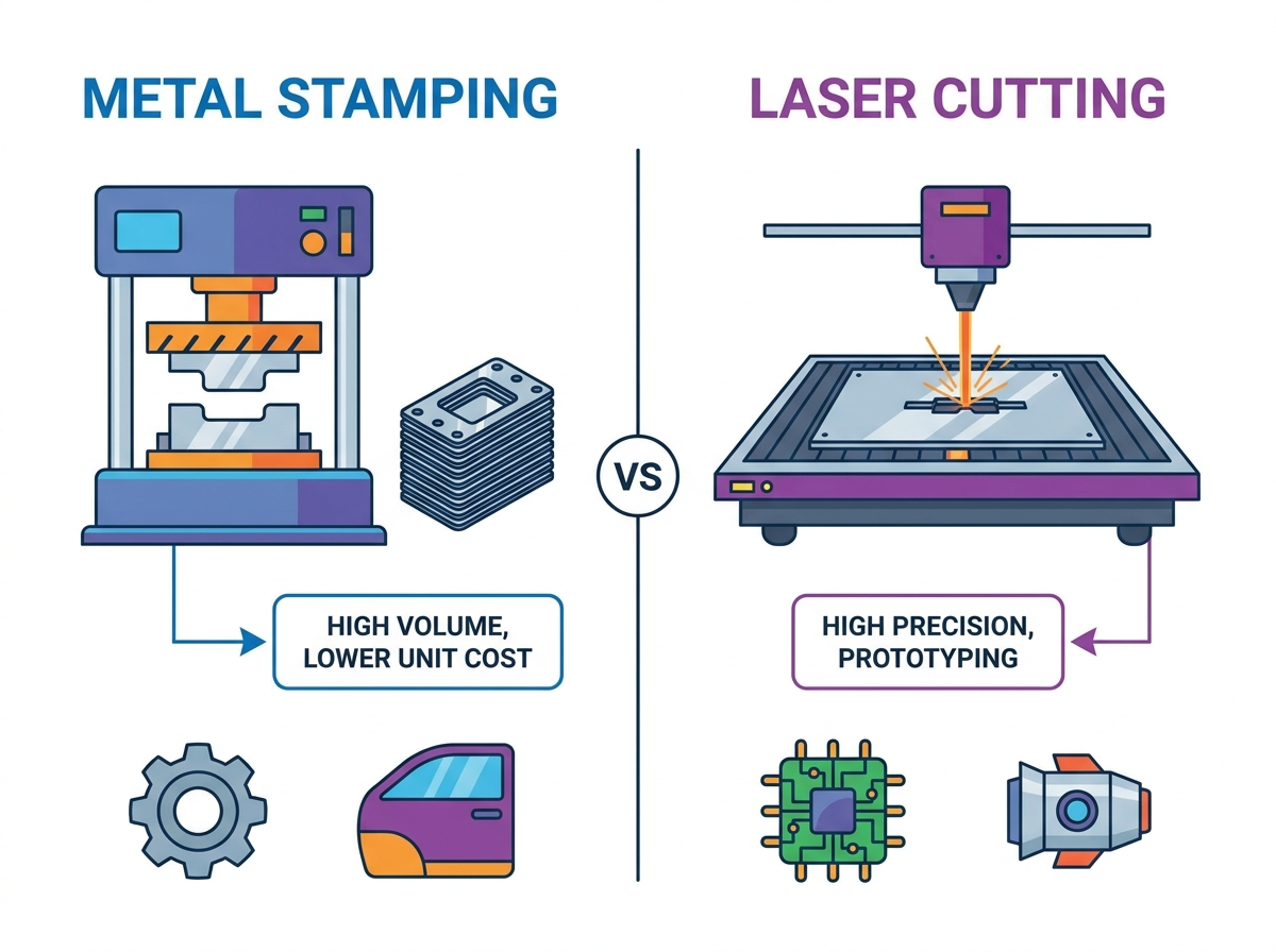Metal Stamping vs Laser Cutting comparison in sheet metal fabrication